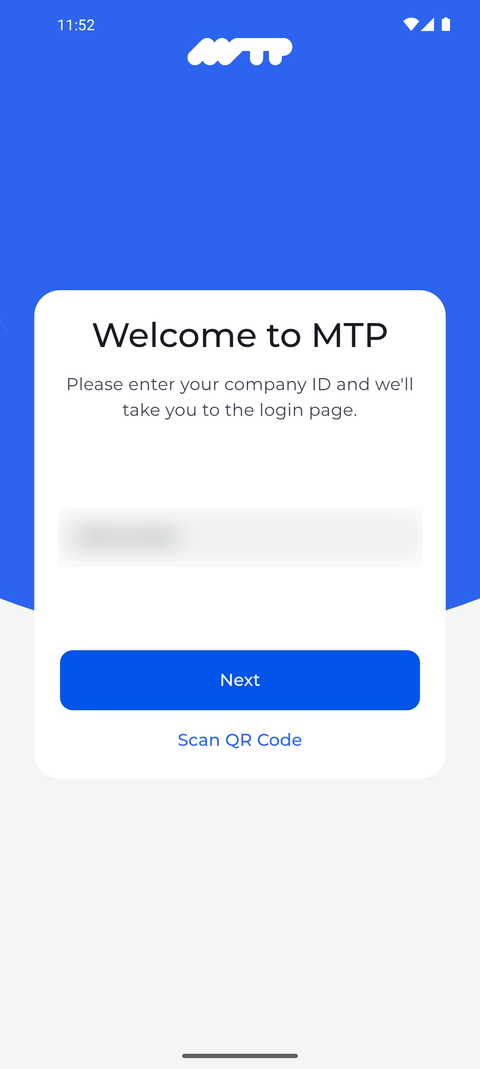 Screenshot: Enter your company ID