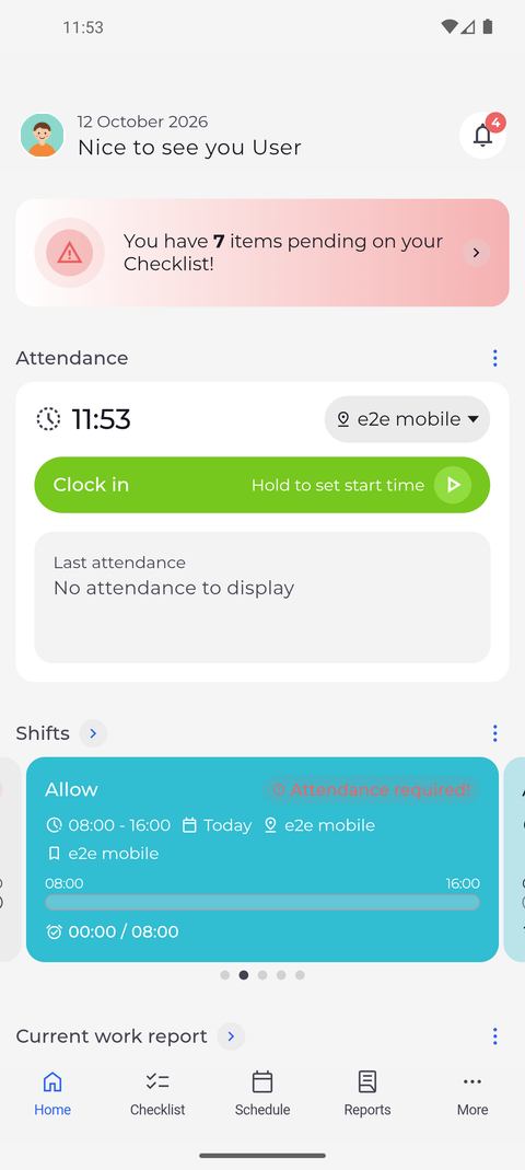 Screenshot: You are signed in and your Home screen opens