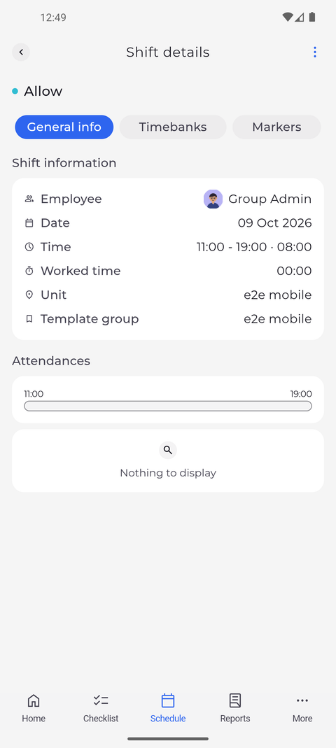 Screenshot: Tap an item to see the shift or attendance it is about