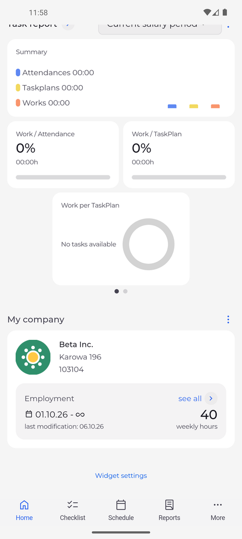 Screenshot: Scroll to the bottom to choose which widgets you see