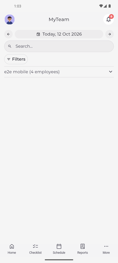 Screenshot: MyTeam lists your colleagues by unit for the selected day