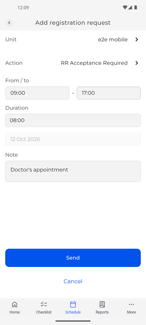 Screenshot: Change what you need and send it again