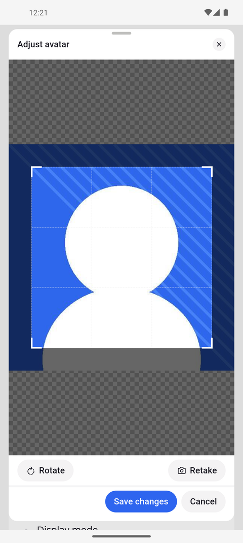 Screenshot: Move or resize the square frame, Rotate turns the picture