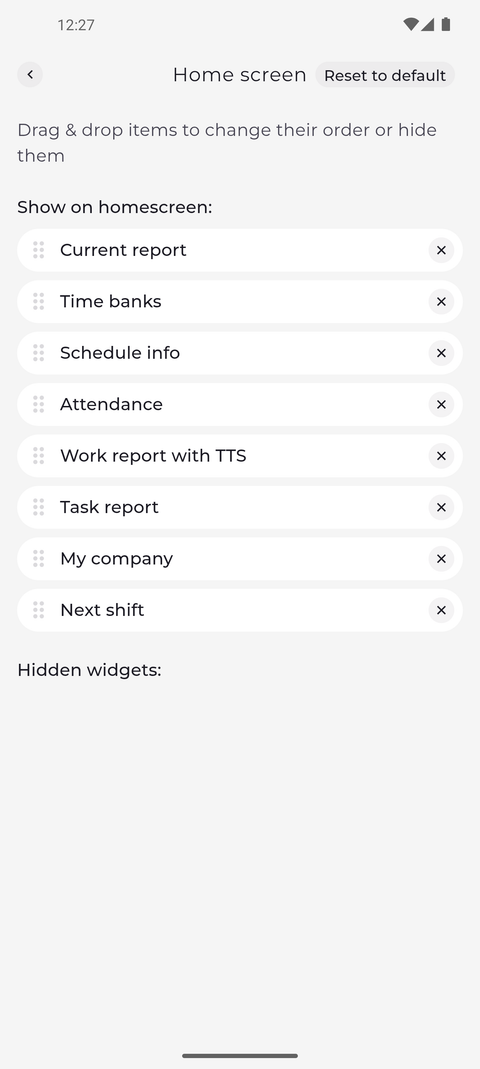 Screenshot: Drag a widget by its handle to change the order on Home