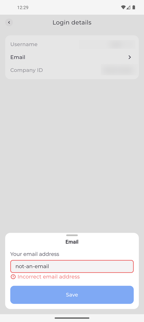 Screenshot: The app checks the address as you type - Save stays off until it is valid