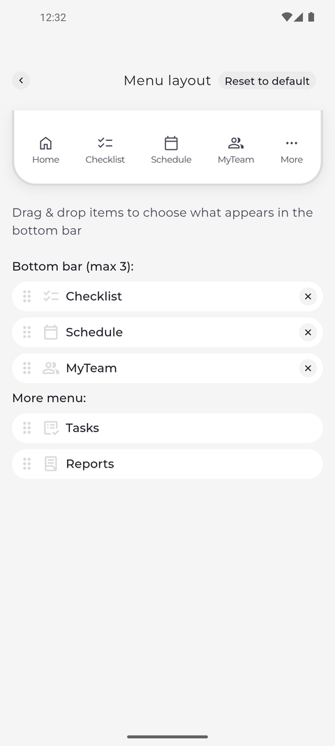 Screenshot: Tap the plus next to a page to put it in the bottom bar - up to three tabs