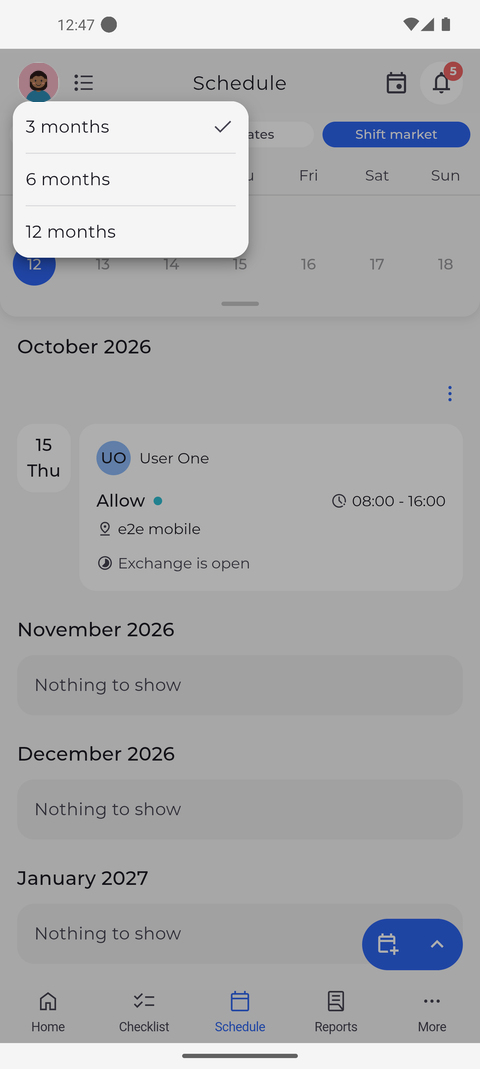 Screenshot: Look 3, 6 or 12 months ahead