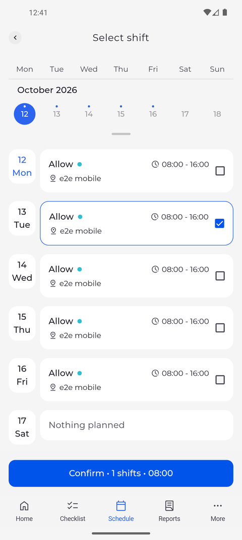 Screenshot: Tick the shift you want to give away