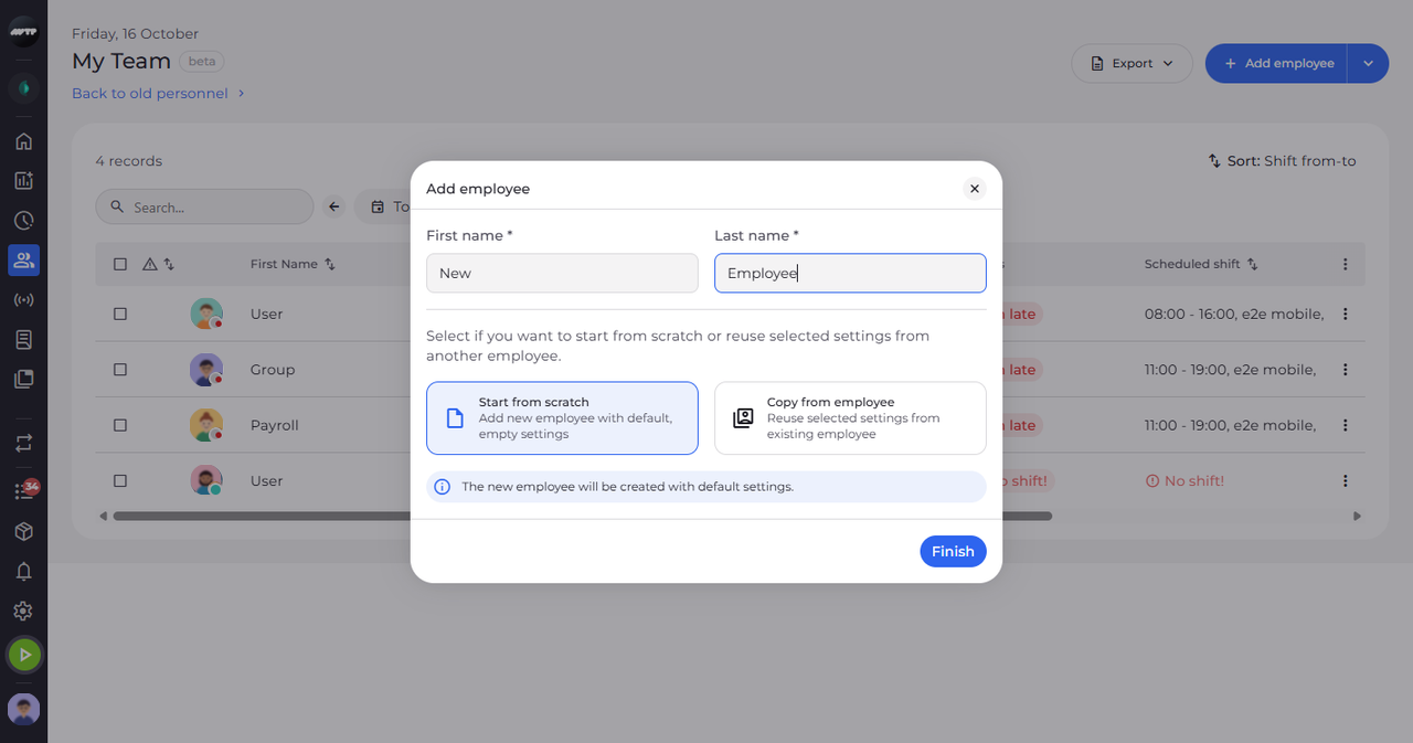 Screenshot: Type the name and choose how to start