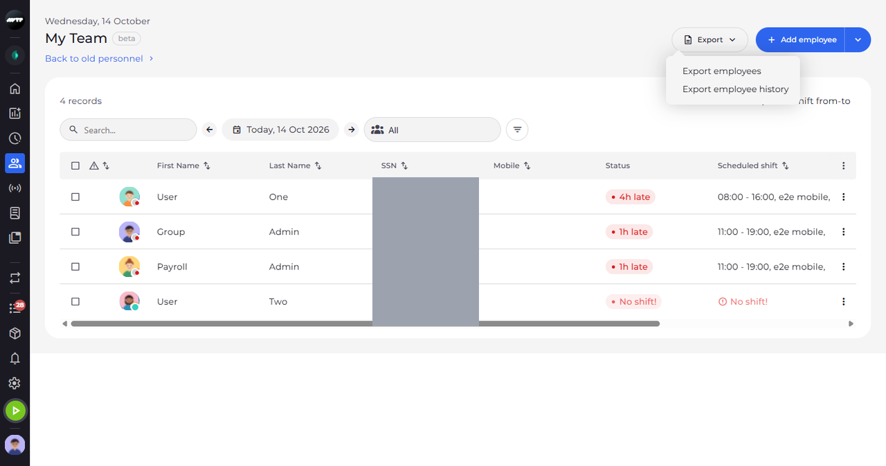 Screenshot: Open the Export menu